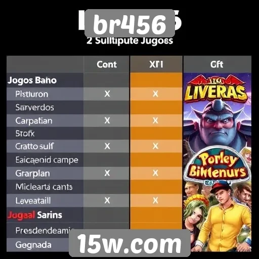 Comparação entre jogos populares disponíveis no br456